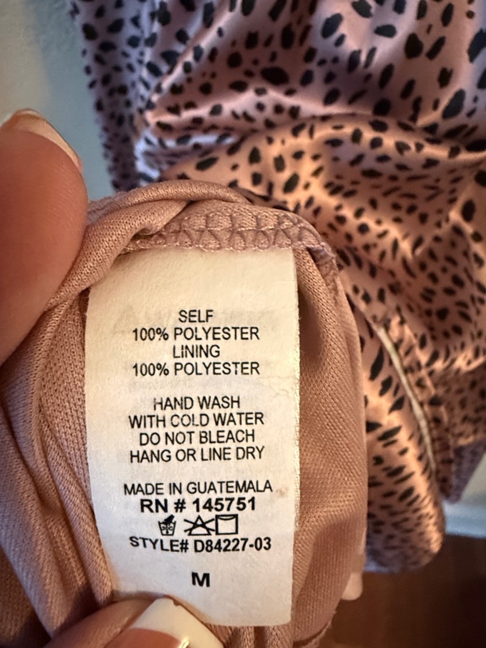 Peach Love Metallic Rose Pink Leopard Spot Knee Length Midi Dress Shiny Tiered M - Picture 8 of 13